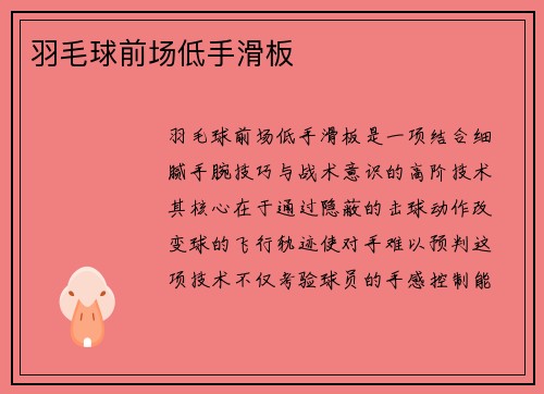 羽毛球前场低手滑板